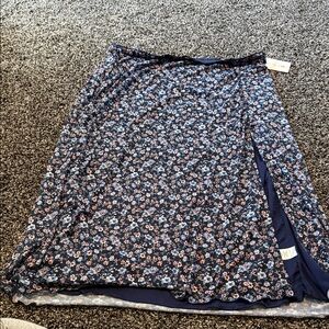 ARULA Navy Floral A-Line Skirt